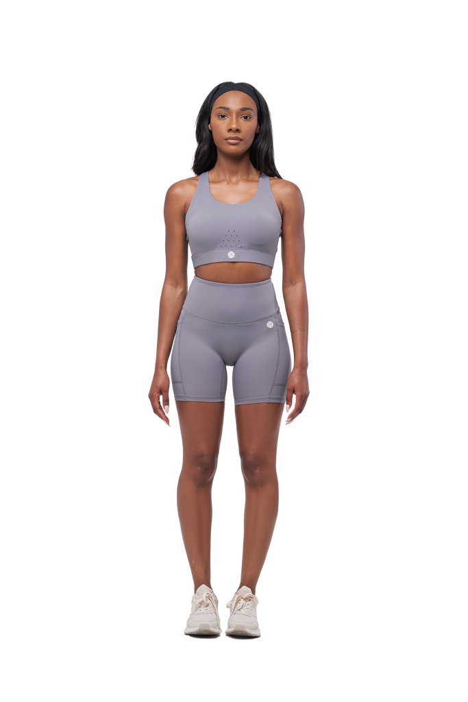 AMPMOVE RAGE SET (SHORT AND SPORT BRA) - ASH - LAMANI DESIGN