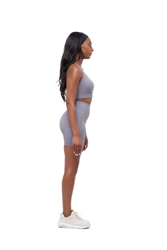 AMPMOVE RAGE SET (SHORT AND SPORT BRA) - ASH - LAMANI DESIGN