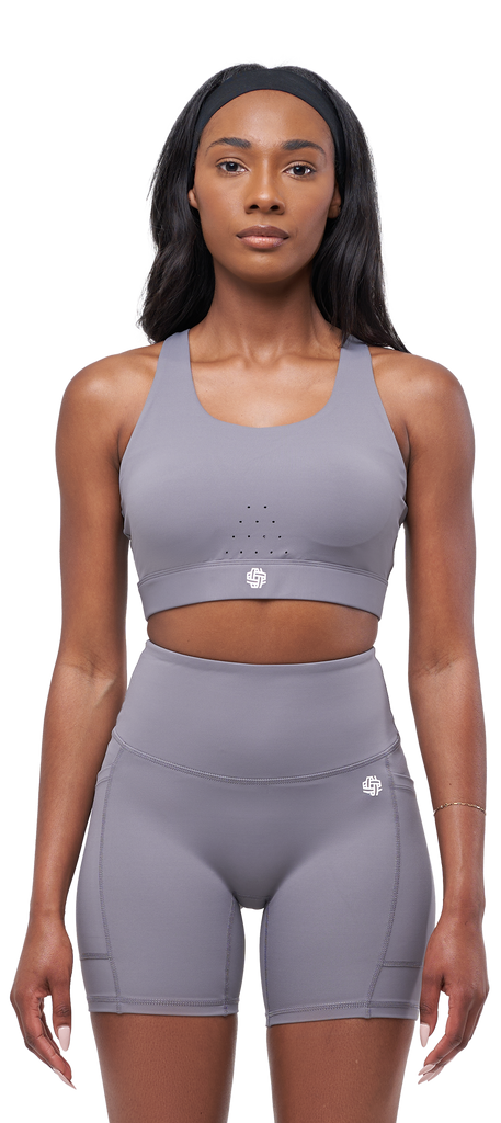 AMPMOVE RAGE SET (SHORT AND SPORT BRA) - ASH - LAMANI DESIGN